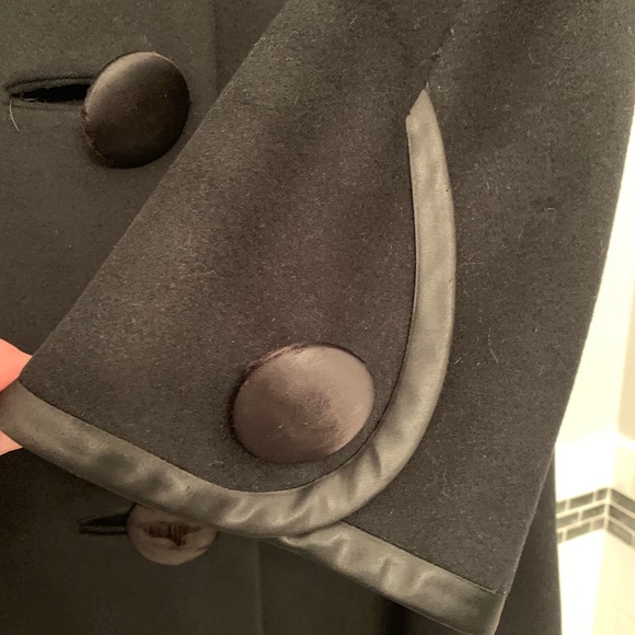 Vintage Lord & Taylor Black Wool Fitted Flair Coat - Picture 5 of 7